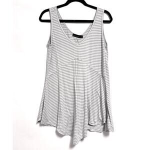 cut loose striped tunic swing tank tencel cotton small medium lagenlook